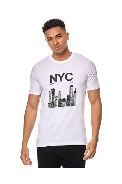 R&B Printed T-Shirt with Crew Neck and Short Sleeves