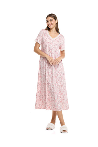 R&B Printed Nightie With Short Sleeves