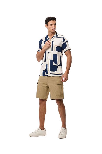 R&B Solid Cargo Shorts with Button Closure