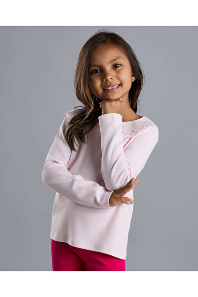 R&B قميص سادة مع ياقة أطفال وأكمام طويلة