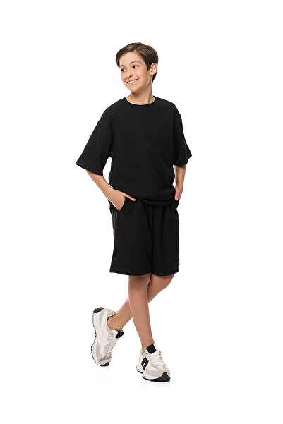 R&B Textured Shorts with Drawstring Waist