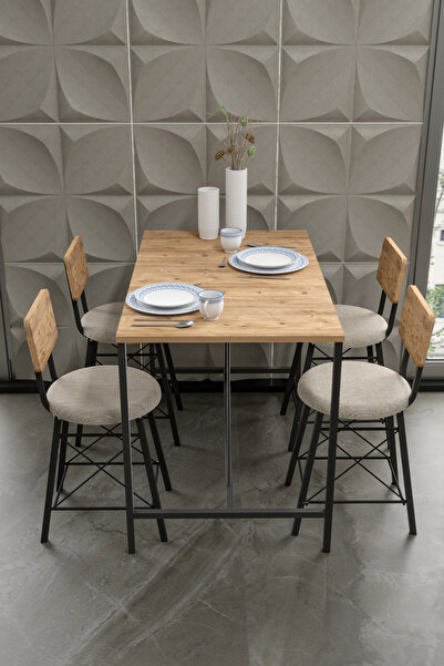 Retodesign 4 İMAJ SANDALYELİ ÇAM YEMEK MASASI 120/60 4621