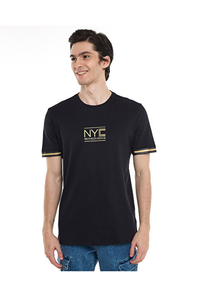 R&B Printed T-Shirt with Crew Neck and Short Sleeves