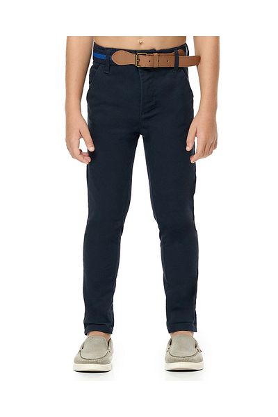 R&B Solid Chino Pants with Button Closure