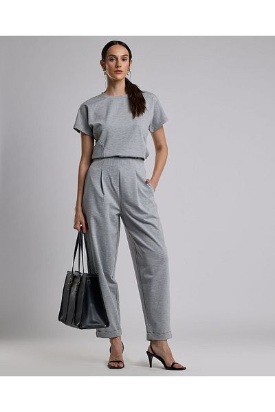R&B Textured Top with Crew Neck and Short Sleeves