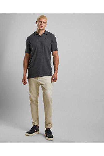 R&B Textured Polo T-Shirt with Short Sleeves