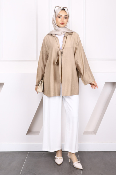İmajButik Modal Kimono with Mink Front Tie