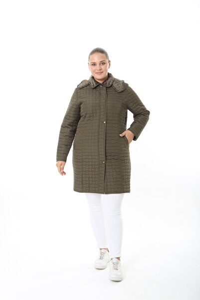 TUTveAL Collection Quilted Coat, Coat, Fur Lined Quilted Coat, Large Size Coat, Water Repellent Coat, Mink Rek