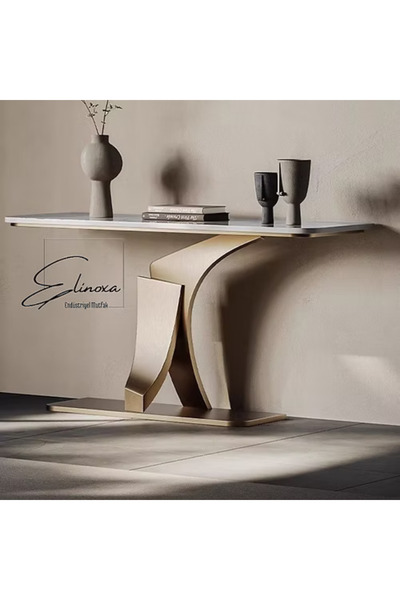 Elinoxa 720-0357 Estetik Tasarımlı Paslanmaz Konsol Giriş Hol Metal Dresuar 8...