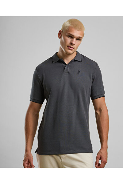 R&B Textured Polo T-Shirt with Short Sleeves