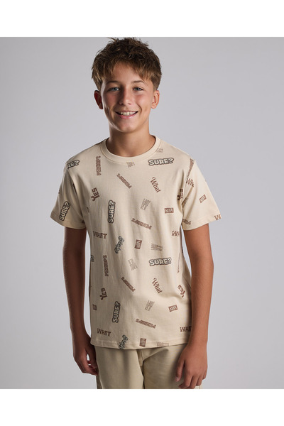 R&B تي شيرت مطبوع برقبة دائرية وأكمام قصيرة