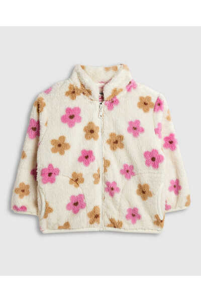 R&B جاكيت بطبعة زهور مع سحاب للإغلاق