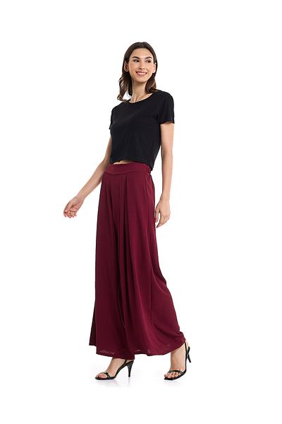 R&B Crinkled Wide Leg Pants with Elastic Waist