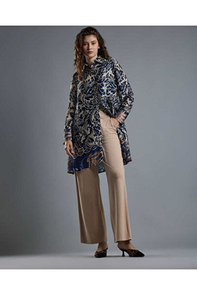 R&B بنطال مستقيم سادة مع زر للإغلاق