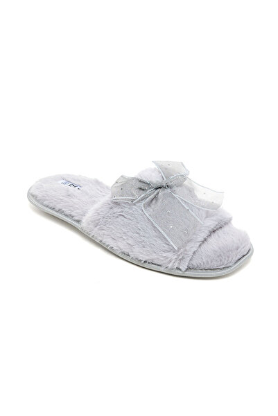 R&B Bow Detail Plush Bedroom Slippers
