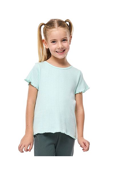 R&B Textured Top with Crew Neck and Short Sleeves