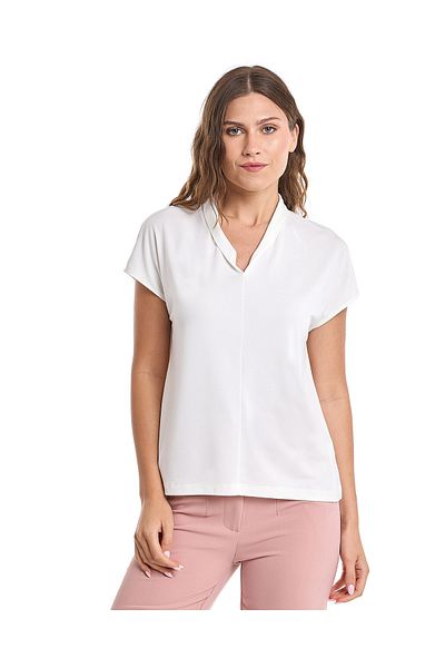 R&B Solid Top with V-Neck and Short Sleeves