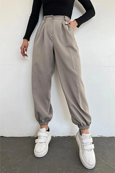 FashionForYou Tomas high-waisted wide-leg flared trousers, Grey, 36