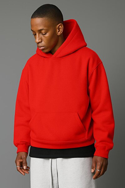 BENROMA Hanorac unisex imprimat, 3 fire, din bumbac pieptănat, culoare uni