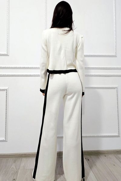 FashionForYou Thalos wool tetra suit, blouse and loose pants, White, Size S/M