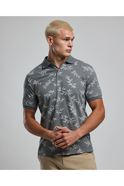 R&B Printed Polo T-Shirt with Short Sleeves