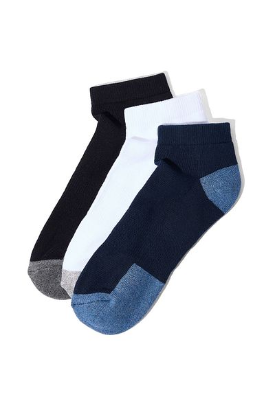 R&B 3 Pack Color Block Ankle Socks