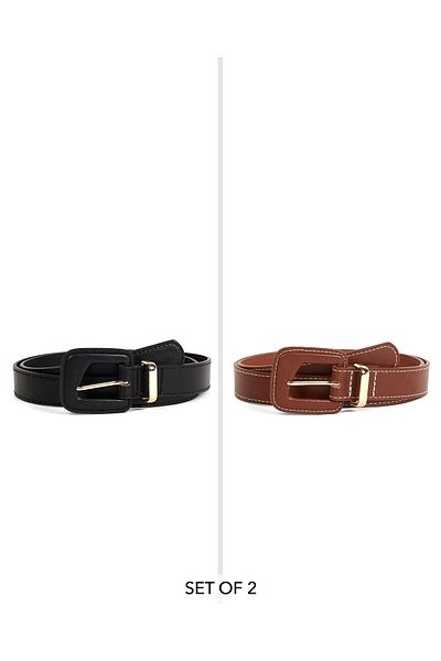 R&B 2 Pack Faux Leather Belts
