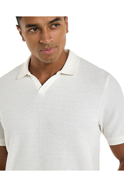 R&B Textured Polo T-Shirt with Short Sleeves