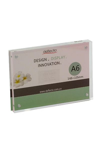 Deflecto Name Holder A6 Table Top Acrylic Clear
