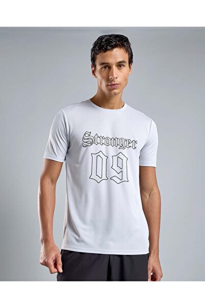 R&B Printed Active T-Shirt with Crew Neck and Short Sleeves
