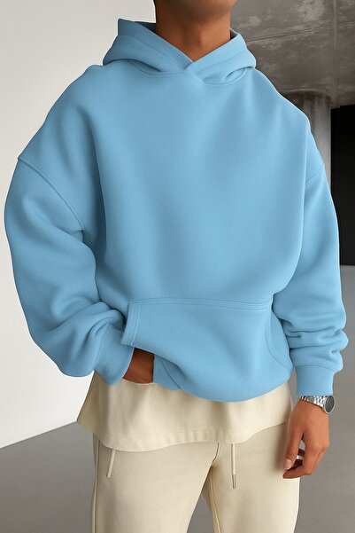 DM DOLCE MORE سترة رياضية بلون واحد مصنوعة من القطن الممشط بثلاث خيوط للجنسين