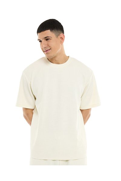 R&B Textured T-Shirt with Crew Neck and Short Sleeves
