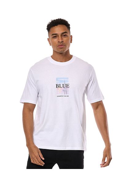 R&B Printed T-Shirt with Crew Neck and Short Sleeves
