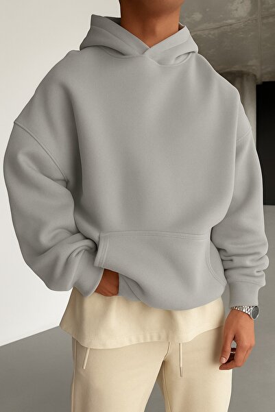 BENROMA سترة رياضية بلون واحد مصنوعة من القطن الممشط بثلاث خيوط للجنسين