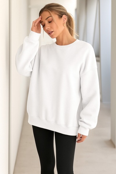 BENROMA 3 szálú fésült pamut női egyszínű pulóver