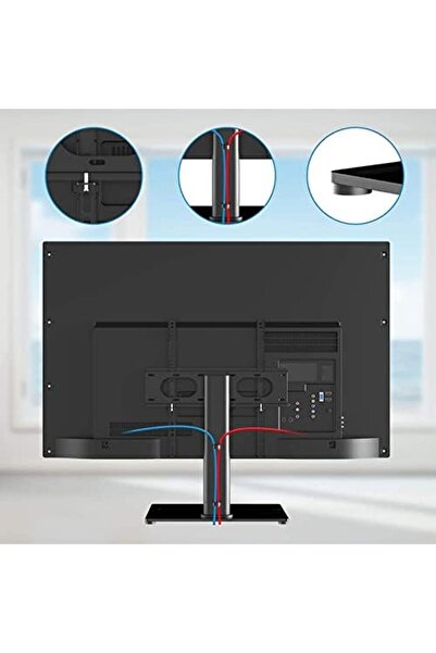 SKY TOUCH حامل تلفزيون عالمي من SKY-TOUCH - حامل تلفزيون قابل لضبط الارتفاع على سطح الطاولة لأجهزة التلفزيون مقاس 37-55 بوصة، عالي التحمل
