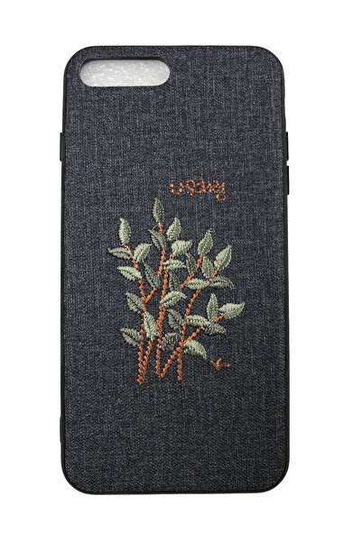 OEM Husă compatibilă cu iPhone 7 Plus, bambus brodat pe imitație de piele, ne...