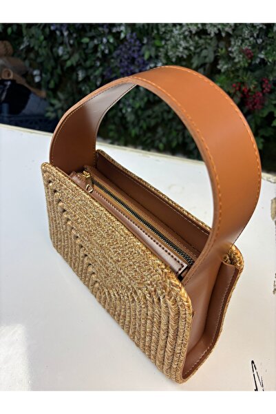 MaVaux Palmera Leather Detailed Stylish Unique Straw Bag