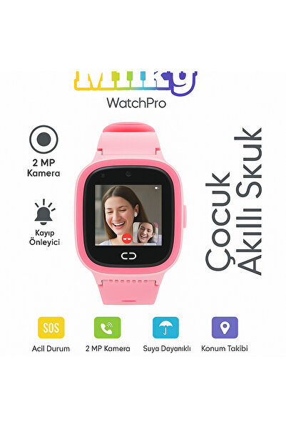 qasul Milky WatchPro Çocuk Akıllı Saat – 2MP Kamera, SOS, Su Geçirmez, Konum ...