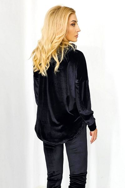 FashionForYou Casual set, Zoya, velvet, with slim pants and hooded sweatshirt, Black, S