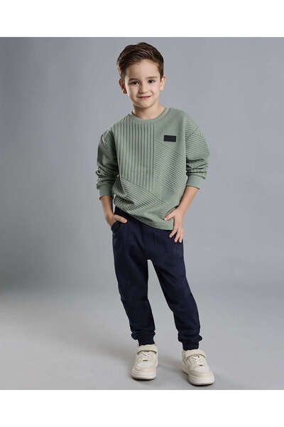 R&B سويت شيرت منقوش برقبة دائرية وأكمام طويلة