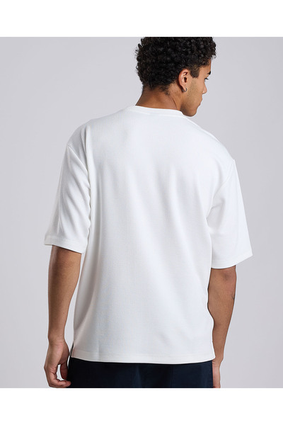 R&B Textured T-Shirt with Crew Neck and Short Sleeves