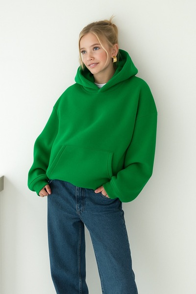 BENROMA Hanorac pentru femei, din bumbac pieptănat, cu 3 fire, de culoare uni