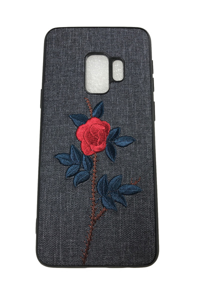 OEM Husă compatibilă cu Samsung Galaxy S9, roz brodat pe imitație de piele, n...