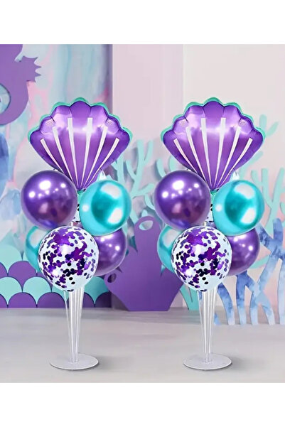 Çemrek Süs Parti İstiridye Folyo Balonlu Balon Standı 1 adet