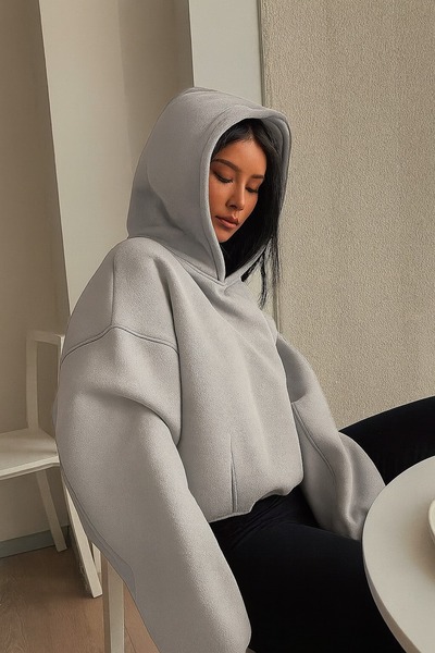 BENROMA سترة رياضية بلون واحد للجنسين مصنوعة من القطن الممشط بثلاث خيوط