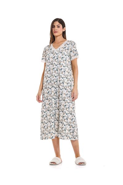 R&B Printed Nightdress with Short Sleeves