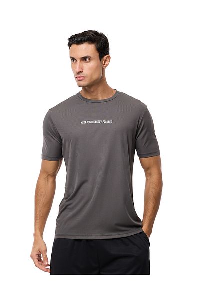R&B Typography Print Active T-Shirt with Crew Neck and Short Sleeves