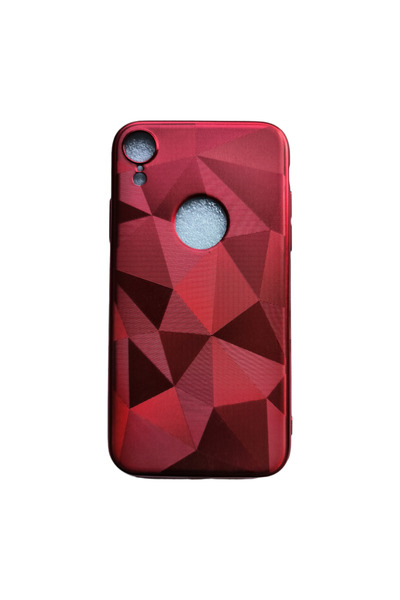 OEM Carcasă compatibilă cu iPhone XR, cu textură 3D cu diamant, roșie