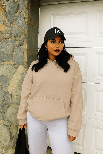 E-ROMA سترة رياضية بلون واحد للجنسين مصنوعة من القطن الممشط بثلاث خيوط